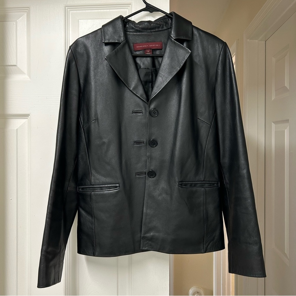 Margaret Godfrey genuine black leather jacket, Size S